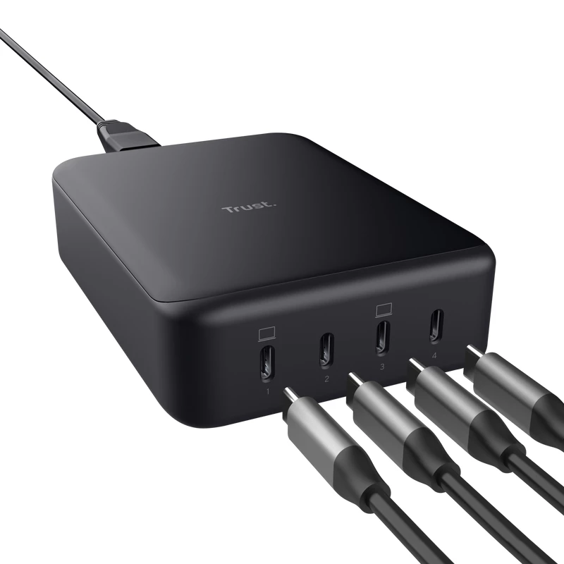 AC-laturi Trust Maxo musta 20 V 4 USB Type-C pikalataus