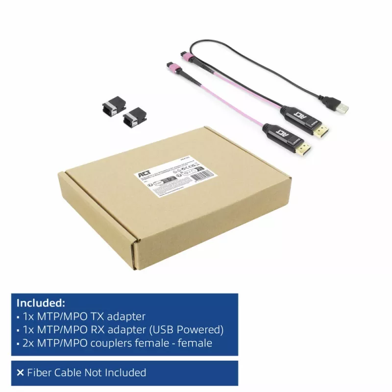 ACT DisplayPort–MTP/MPO-adapterisarja DisplayPort-yhteyden laajentamiseen 8K@60Hz asti