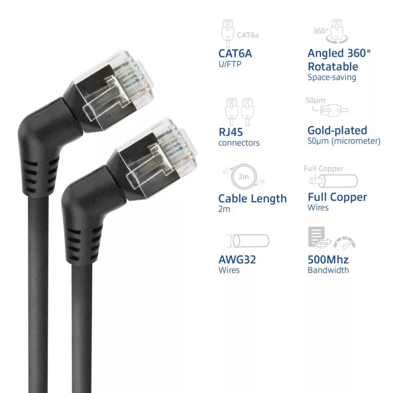 Verkkokaapeli ACT DD1902 Cat6 U/FTP (STP) 2 m RJ-45–RJ-45 musta