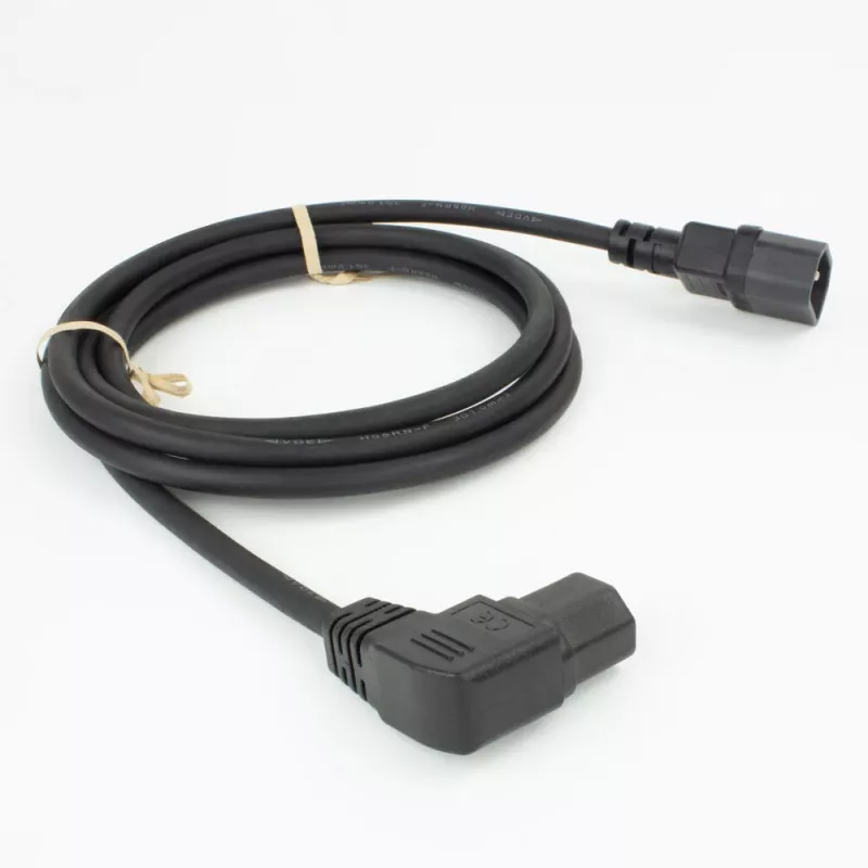 ACT virtakaapeli C14 – C15 (kulma vasen) IEC60320 musta 0,6 m