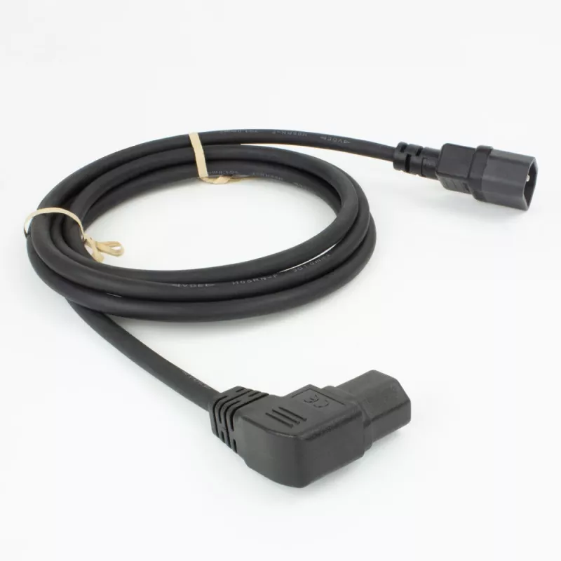ACT virtakaapeli C14 – C15 (kulma vasen) IEC60320 musta 2 m
