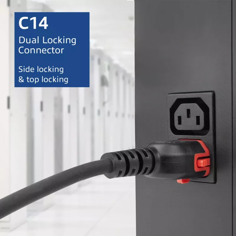 ACT virtakaapeli C14 IEC Lock+ Dual Locking – C15 IEC Lock+ musta 1 m, PC3868