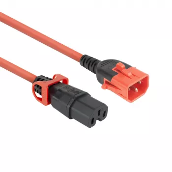 ACT virtajohto C14 IEC Lock+ Dual Locking - C15 IEC Lock+ punainen, 3 m, 250 V 10 A
