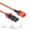 ACT virtajohto C14 IEC Lock+ Dual Locking - C15 IEC Lock+ punainen, 3 m, 250 V 10 A