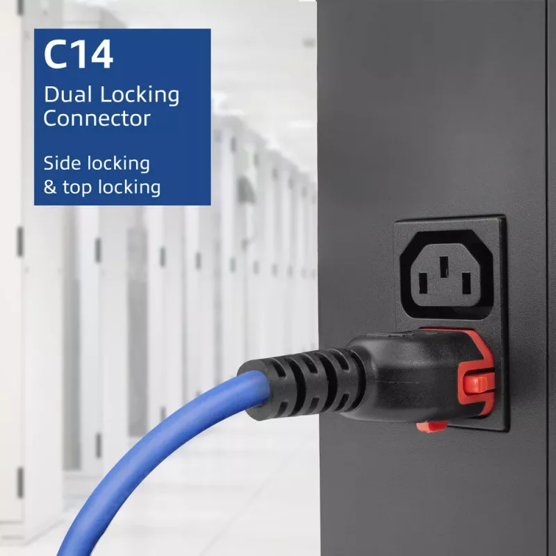 ACT virtajohto C14 IEC Lock+ Dual Locking - C15 IEC Lock+ sininen 1 m, PC3870