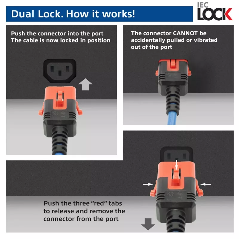 ACT virtajohto C14 IEC Lock+ Dual Locking - C15 IEC Lock+ sininen 2 m, PC3874