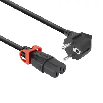 ACT virtajohto CEE 7/7 -pistoke (kulma) - C15 IEC Lock+ musta 1 m, EL603S