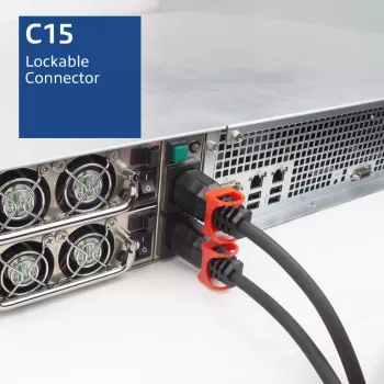 ACT virtajohto CEE 7/7 -pistoke (kulma) - C15 IEC Lock+ musta 1 m, EL603S