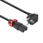ACT virtajohto CEE 7/7 (kulma) - IEC C15 Lock+ musta, 3 m, 10 A, 250 V