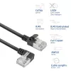 ACT musta 0,5 m U/FTP-CAT6A-LSZH-Slimline-patchkaapeli RJ45-liittimillä, 90° kulma vasemmalle suoraan