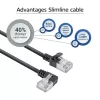 ACT musta 0,5 m U/FTP-CAT6A-LSZH-Slimline-patchkaapeli RJ45-liittimillä, 90° kulma vasemmalle suoraan