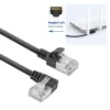 ACT musta 2 m U/FTP CAT6A LSZH Slimline -verkkokaapeli RJ45-liittimillä, 90° kulma vasen - suora