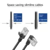 ACT musta 5 m U/FTP CAT6A LSZH Slimline -verkkokaapeli RJ45-liittimillä, 90° kulma vasen - suora