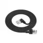 ACT musta 2 m U/FTP CAT6A LSZH Slimline -verkkokaapeli RJ45-liittimillä, 90° kulma oikea - suora
