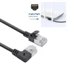 ACT musta 5 m U/FTP CAT6A LSZH Slimline -verkkokaapeli RJ45-liittimillä, 90° kulma oikea - suora