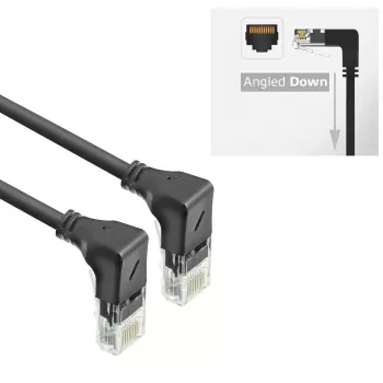 ACT musta 2 m U/UTP CAT6A LSZH Slimline -verkkokaapeli RJ45-liittimillä, 90° kulma alas - 90° kulma alas