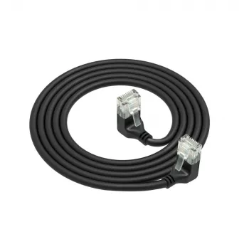 ACT musta 3 m U/UTP CAT6A LSZH Slimline -verkkokaapeli RJ45-liittimillä, 90° kulma alas - 90° kulma alas