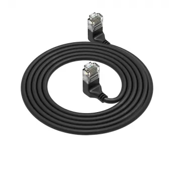 ACT musta 5 m U/UTP CAT6A LSZH Slimline -verkkokaapeli RJ45-liittimillä, 90° kulma ylös - 90° kulma ylös