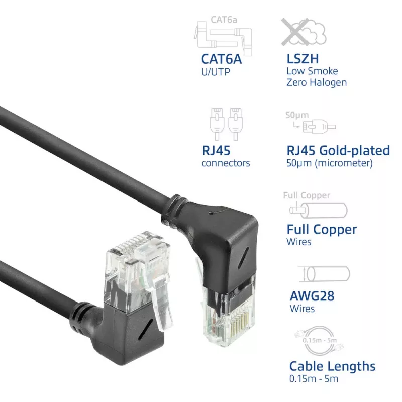 ACT DD7905 Cat6a U/UTP -verkkokaapeli 5 m musta RJ-45