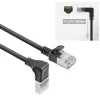 ACT musta 2 m U/FTP CAT6A LSZH Slimline -verkkokaapeli RJ45-liittimillä, 90° kulma alas - suora