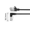 ACT musta 2 m U/FTP CAT6A LSZH Slimline -verkkokaapeli RJ45-liittimillä, 90° kulma alas - suora