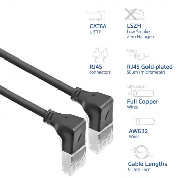 ACT DA5902 -verkkokaapeli Cat6a U/FTP (STP) 2 m, RJ-45–RJ-45, musta