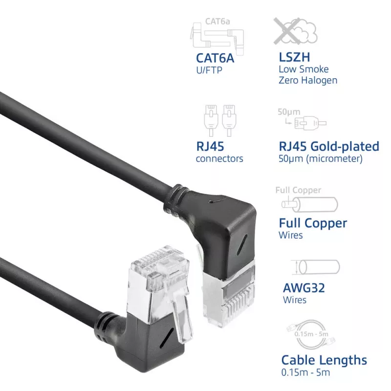 ACT Cat6a U/FTP (STP) -verkkokaapeli DA7902 — 2 m, RJ-45–RJ-45, musta