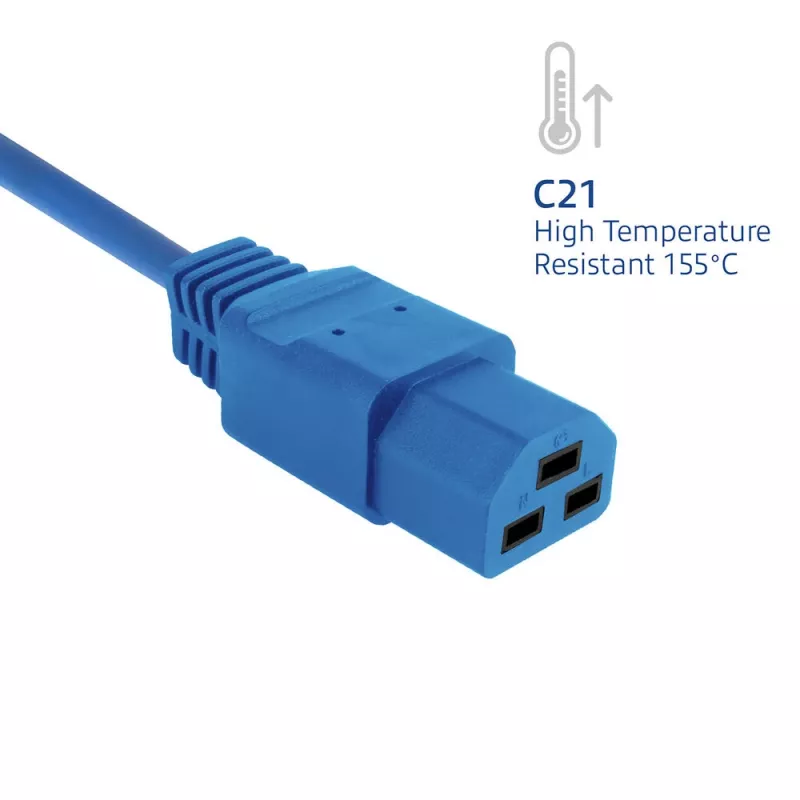 ACT-virtakaapeli C14–C21 IEC60320 sininen 1 m, 250 V 10 A