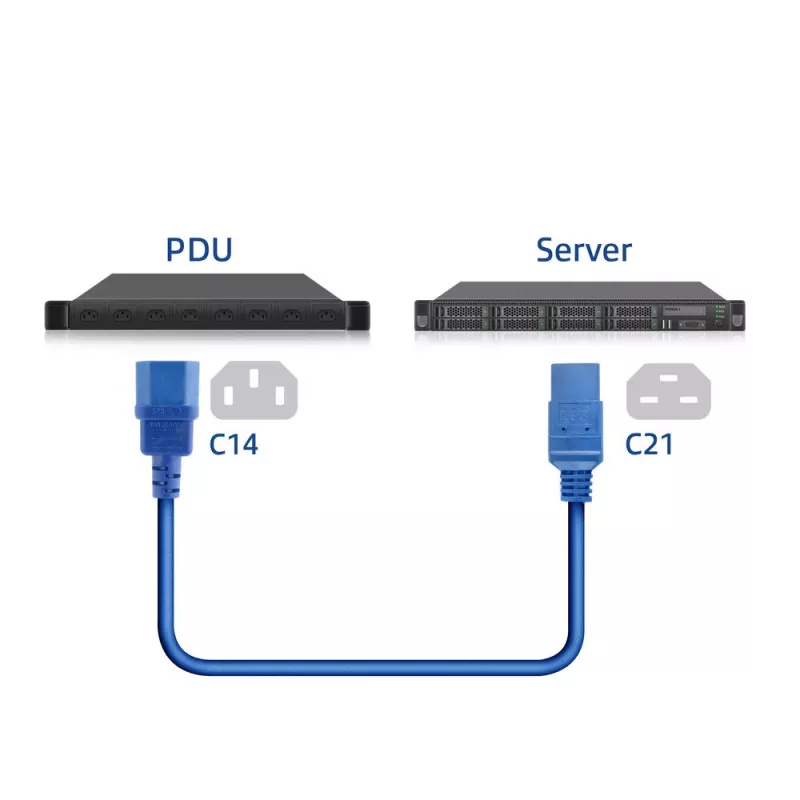 ACT-virtakaapeli C14–C21 IEC60320 sininen 1 m, 250 V 10 A