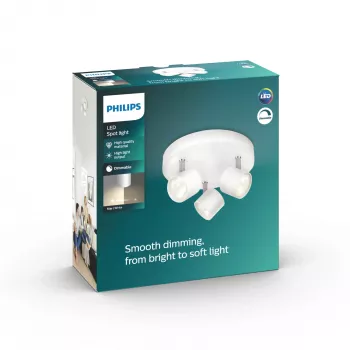 Katto-/seinävalaisin Philips Dimmable LED Star 3x 16,5 W, 2700 K, 1 500 lm, IP20, valkoinen