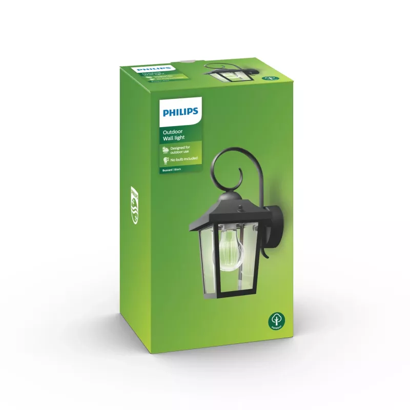Ulkoseinävalaisin Philips myGarden Buzzard 60 W E27 musta alumiini (ilman polttimoa)