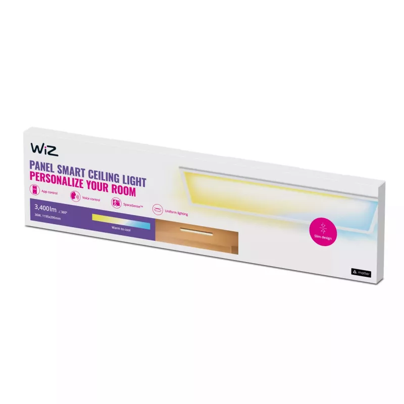 LED-kattopaneeli Signify WiZ Panel Ceiling 36 W suorakaide — 36 W, Wi‑Fi/Bluetooth, 220–240 V, valkoinen