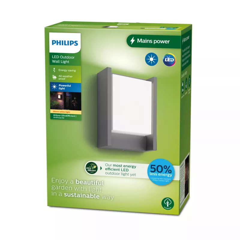 Ulkoseinävalaisin Signify Philips Arbour 3,8 W LED antrasiitti, 220–240 V, 1-lampunen