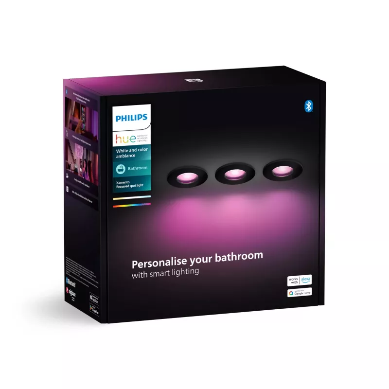 Philips Hue White and Colour Ambience kolmen pakkaus Xamento upotettava kohdevalaisin