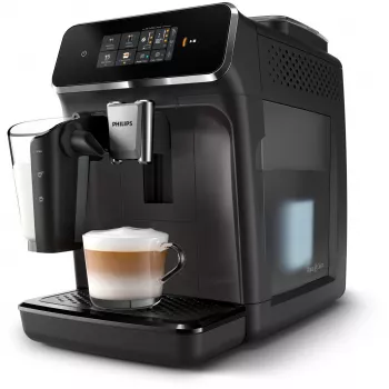 Espressokone Philips EP2334/10 – täysautomaattinen, pöytämalli, integroitu keraaminen mylly, maitosäiliö, AquaClean-suodatin, kosketusnäyttö, musta