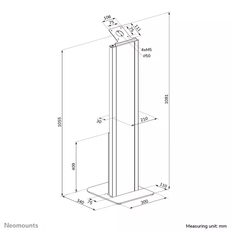 Tablet-lattiateline Neomounts FL15-628BL1 — yleismalli, lukittava, enintään 3 kg, musta
