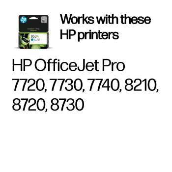 HP 953XL High Yield syaani alkuperäinen mustepatruuna, syaani, 1 kpl, 1 450 sivua