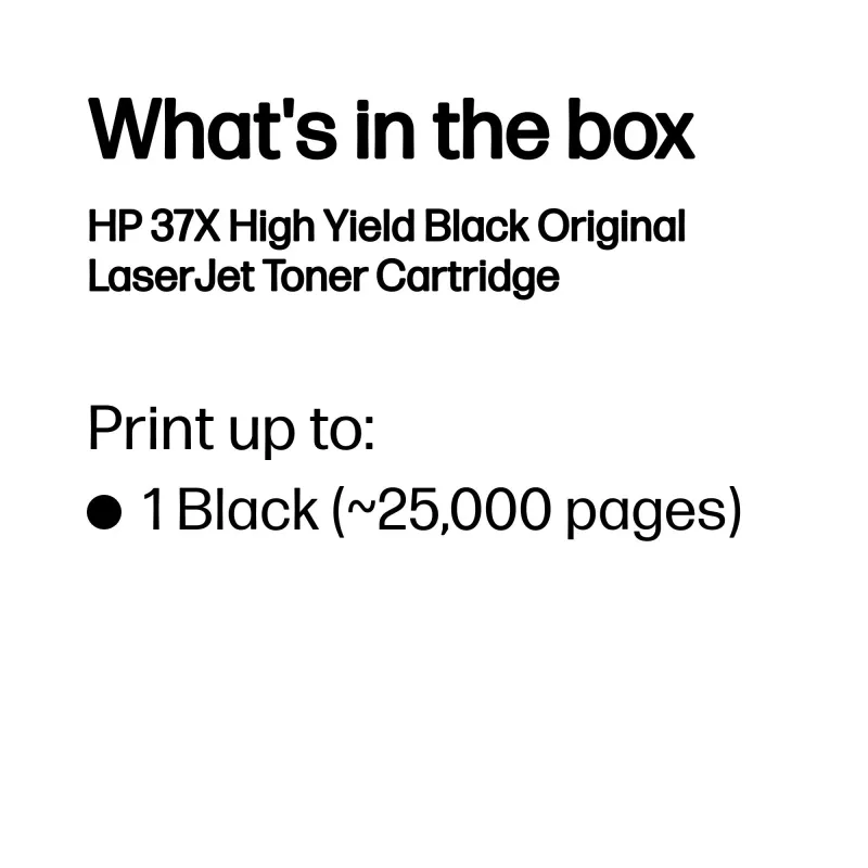 HP 37X High Yield musta alkuperäinen LaserJet-värikasetti, 25 000 sivua, musta, 1 kpl