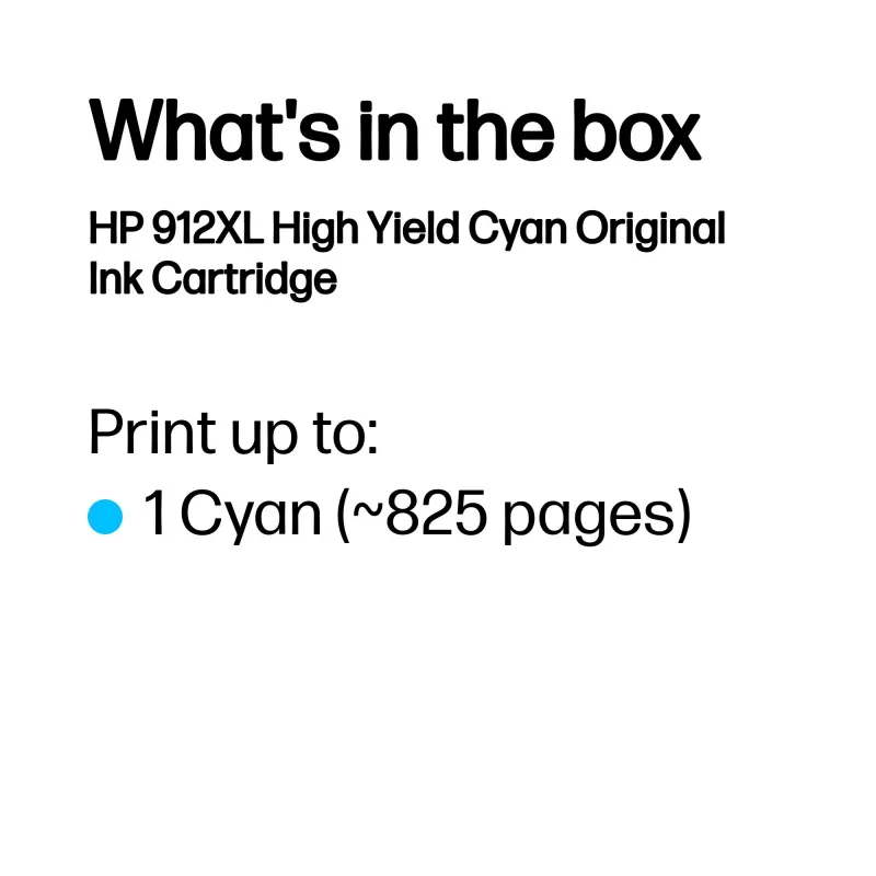 HP 912XL High Yield syaani alkuperäinen mustepatruuna, syaani, 1 kpl, 700 sivua