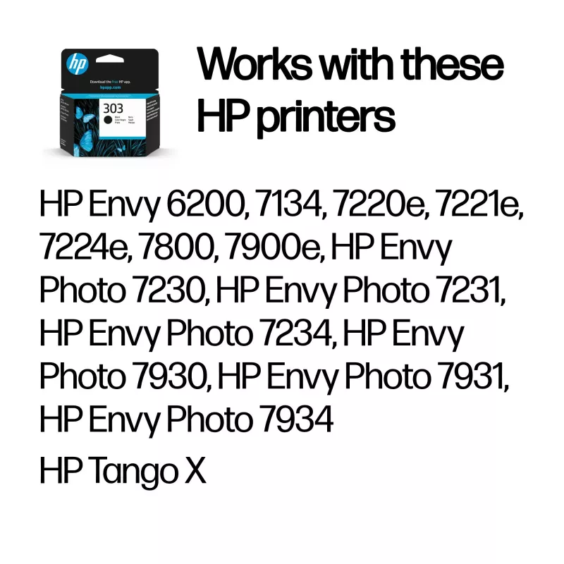 HP 303 musta alkuperäinen mustepatruuna, musta, 1 kpl, 200 sivua