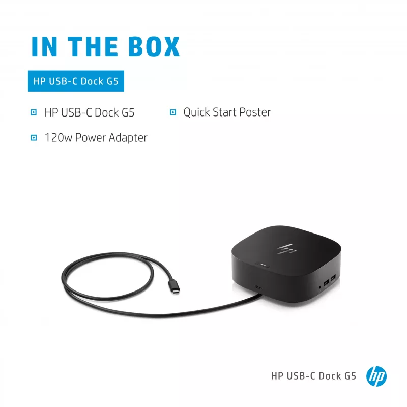 HP USB-C Dock G5 johdollinen USB 3.2 Gen 1 Type-C musta 100W