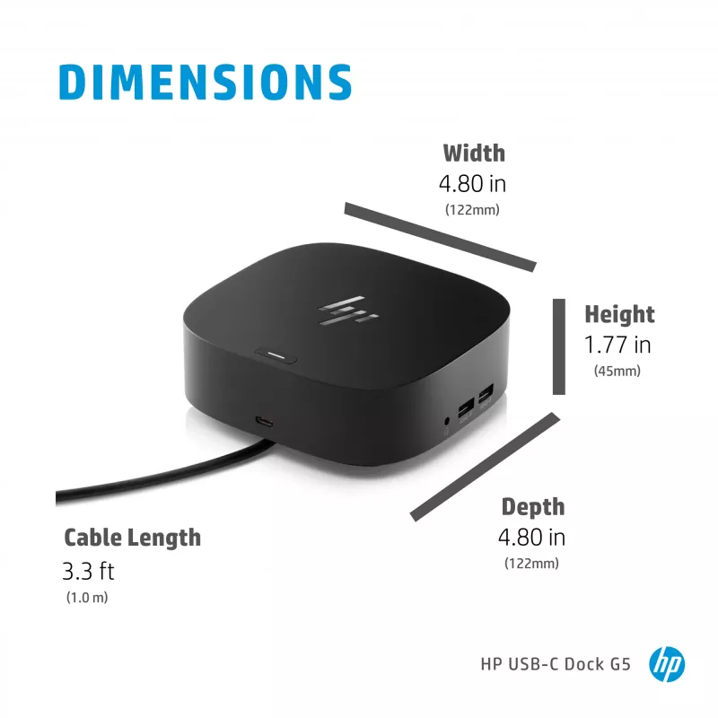 HP USB-C Dock G5 johdollinen USB 3.2 Gen 1 Type-C musta 100W