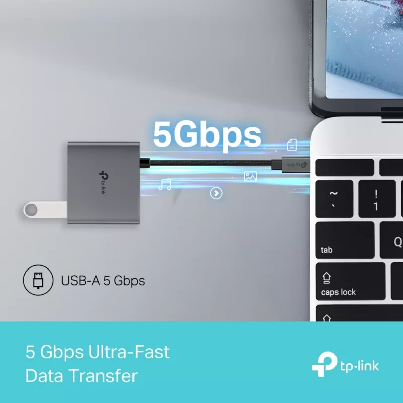 TP-Link UH3020C USB-keskitin USB Type-C 5000 Mbit/s harmaa