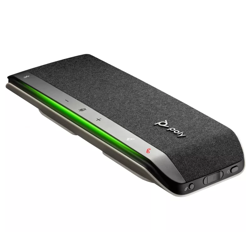 HP Poly Sync 40 USB-A USB-C -kaiutinpuhelin, hopea, Windows 10, Windows 11, MacOS, 30 h, RoHS, Federal Communications Commission (FCC), CE, 38 mm