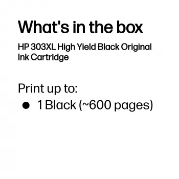 HP 303XL High Yield musta alkuperäinen mustepatruuna, musta, 1 kpl, 600 sivua