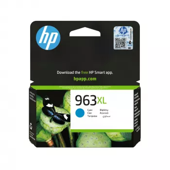 HP 963XL High Yield syaani alkuperäinen mustepatruuna, syaani, 1 kpl, 1600 sivua