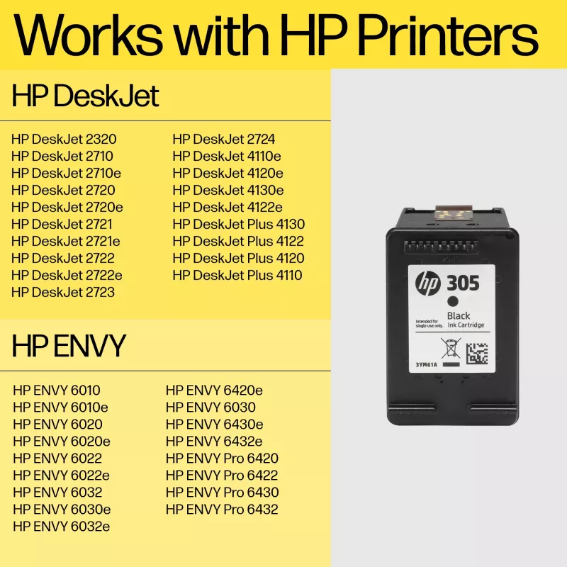 HP 305XL High Yield musta alkuperäinen mustepatruuna