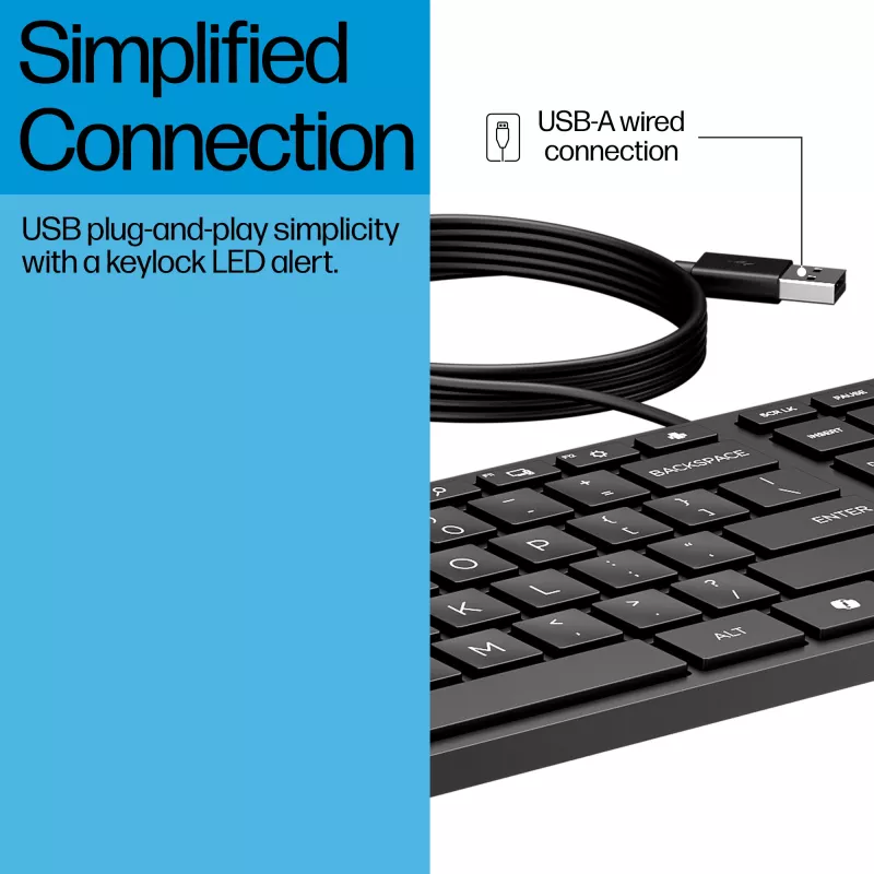 HP Wired Desktop 320K näppäimistö täysikokoinen USB musta 1,8 m kaapeli