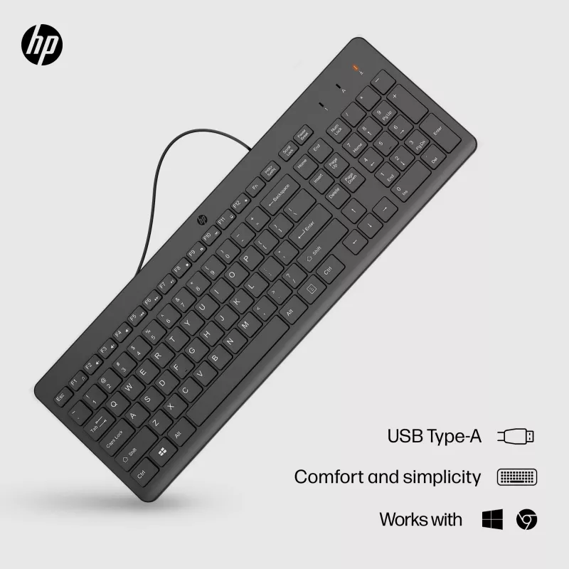 HP 150 johdollinen näppäimistö täysikokoinen USB musta 1 m kaapeli