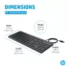 HP 150 johdollinen näppäimistö täysikokoinen USB musta 1 m kaapeli